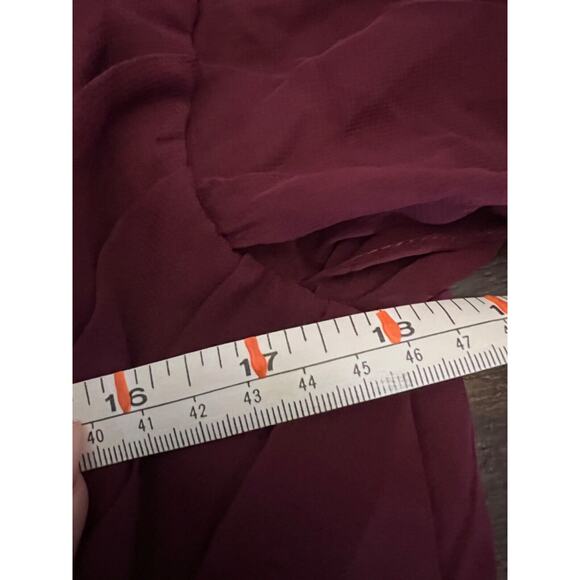 DRESS Sale Formal Dress Womens Maroon A Line Chiffon Short Sleeve Dress Sz 10 - Picture 5 of 7